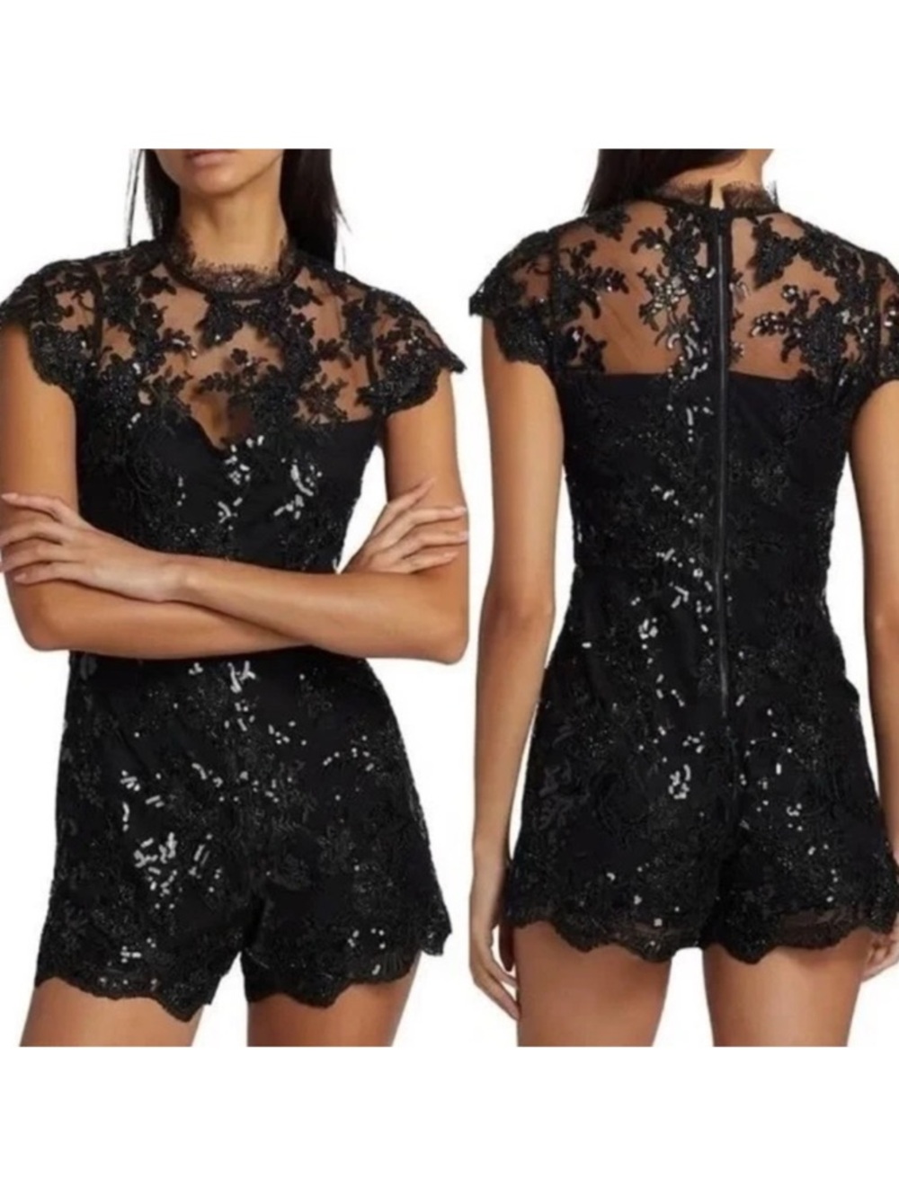 New ALICE + OLIVIA Alaina
Sequined Lace Romper (0)